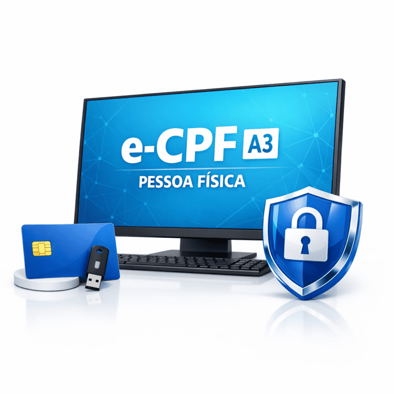 Certificado Digital e-CPF A3 com token: cartão e dispositivo físico incluso para autenticação segura