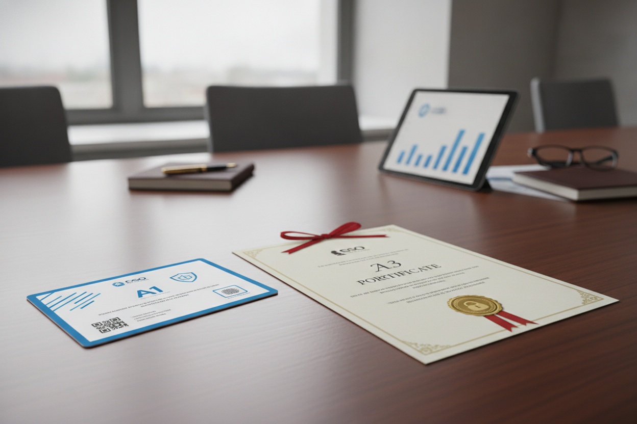 Certificado A1 ou A3 — qual escolher para a empresa